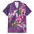 Hawaiian Turtle Love Couple Family Matching Off The Shoulder Long Sleeve Dress and Hawaiian Shirt - Sweet Hibiscus and Kakau Pattern Deep Purple Color