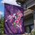 Hawaiian Turtle Love Couple Garden Flag - Sweet Hibiscus and Kakau Pattern Deep Purple Color