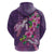 Hawaiian Turtle Love Couple Hoodie - Sweet Hibiscus and Kakau Pattern Deep Purple Color