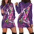 Hawaiian Turtle Love Couple Hoodie Dress - Sweet Hibiscus and Kakau Pattern Deep Purple Color