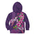 Hawaiian Turtle Love Couple Kid Hoodie - Sweet Hibiscus and Kakau Pattern Deep Purple Color