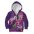 Hawaiian Turtle Love Couple Kid Hoodie - Sweet Hibiscus and Kakau Pattern Deep Purple Color