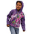 Hawaiian Turtle Love Couple Kid Hoodie - Sweet Hibiscus and Kakau Pattern Deep Purple Color