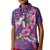 Hawaiian Turtle Love Couple Kid Polo Shirt - Sweet Hibiscus and Kakau Pattern Deep Purple Color