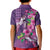 Hawaiian Turtle Love Couple Kid Polo Shirt - Sweet Hibiscus and Kakau Pattern Deep Purple Color