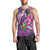 Hawaiian Turtle Love Couple Men Tank Top - Sweet Hibiscus and Kakau Pattern Deep Purple Color