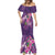 Hawaiian Turtle Love Couple Mermaid Dress - Sweet Hibiscus and Kakau Pattern Deep Purple Color