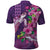 Hawaiian Turtle Love Couple Polo Shirt - Sweet Hibiscus and Kakau Pattern Deep Purple Color