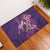 Hawaiian Turtle Love Couple Rubber Doormat - Sweet Hibiscus and Kakau Pattern Deep Purple Color