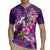 Hawaiian Turtle Love Couple Rugby Jersey - Sweet Hibiscus and Kakau Pattern Deep Purple Color