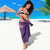 Hawaiian Turtle Love Couple Sarong - Sweet Hibiscus and Kakau Pattern Deep Purple Color