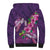 Hawaiian Turtle Love Couple Sherpa Hoodie - Sweet Hibiscus and Kakau Pattern Deep Purple Color