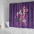 Hawaiian Turtle Love Couple Shower Curtain - Sweet Hibiscus and Kakau Pattern Deep Purple Color