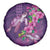 Hawaiian Turtle Love Couple Spare Tire Cover - Sweet Hibiscus and Kakau Pattern Deep Purple Color