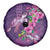 Hawaiian Turtle Love Couple Spare Tire Cover - Sweet Hibiscus and Kakau Pattern Deep Purple Color