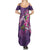 Hawaiian Turtle Love Couple Summer Maxi Dress - Sweet Hibiscus and Kakau Pattern Deep Purple Color