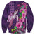 Hawaiian Turtle Love Couple Sweatshirt - Sweet Hibiscus and Kakau Pattern Deep Purple Color