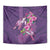 Hawaiian Turtle Love Couple Tapestry - Sweet Hibiscus and Kakau Pattern Deep Purple Color