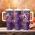 Hawaiian Turtle Love Couple Tumbler With Handle Sweet Hibiscus and Kakau Pattern Deep Purple Color