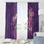 Hawaiian Turtle Love Couple Window Curtain - Sweet Hibiscus and Kakau Pattern Deep Purple Color