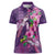 Hawaiian Turtle Love Couple Women Polo Shirt - Sweet Hibiscus and Kakau Pattern Deep Purple Color