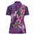 Hawaiian Turtle Love Couple Women Polo Shirt - Sweet Hibiscus and Kakau Pattern Deep Purple Color