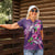 Hawaiian Turtle Love Couple Women Polo Shirt - Sweet Hibiscus and Kakau Pattern Deep Purple Color