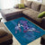 Hawaiian Turtle Love Couple Area Rug - Sweet Hibiscus and Kakau Pattern Sapphire Color