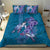 Hawaiian Turtle Love Couple Bedding Set - Sweet Hibiscus and Kakau Pattern Sapphire Color