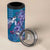 Hawaiian Turtle Love Couple 4 in 1 Can Cooler Tumbler Sweet Hibiscus and Kakau Pattern Sapphire Color