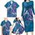 Hawaiian Turtle Love Couple Family Matching Long Sleeve Bodycon Dress and Hawaiian Shirt - Sweet Hibiscus and Kakau Pattern Sapphire Color