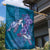 Hawaiian Turtle Love Couple Garden Flag - Sweet Hibiscus and Kakau Pattern Sapphire Color