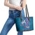 Hawaiian Turtle Love Couple Leather Tote Bag - Sweet Hibiscus and Kakau Pattern Sapphire Color