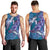 Hawaiian Turtle Love Couple Men Tank Top - Sweet Hibiscus and Kakau Pattern Sapphire Color