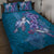 Hawaiian Turtle Love Couple Quilt Bed Set - Sweet Hibiscus and Kakau Pattern Sapphire Color