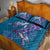 Hawaiian Turtle Love Couple Quilt Bed Set - Sweet Hibiscus and Kakau Pattern Sapphire Color