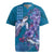 Hawaiian Turtle Love Couple Rugby Jersey - Sweet Hibiscus and Kakau Pattern Sapphire Color