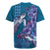 Hawaiian Turtle Love Couple Rugby Jersey - Sweet Hibiscus and Kakau Pattern Sapphire Color