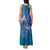 Hawaiian Turtle Love Couple Tank Maxi Dress - Sweet Hibiscus and Kakau Pattern Sapphire Color