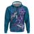 Hawaiian Turtle Love Couple Zip Hoodie - Sweet Hibiscus and Kakau Pattern Sapphire Color