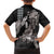 Hawaiian Turtle Love Couple Family Matching Short Sleeve Bodycon Dress and Hawaiian Shirt - Sweet Hibiscus and Kakau Pattern Grayscale Color