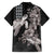 Hawaiian Turtle Love Couple Family Matching Short Sleeve Bodycon Dress and Hawaiian Shirt - Sweet Hibiscus and Kakau Pattern Grayscale Color