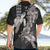 Hawaiian Turtle Love Couple Hawaiian Shirt - Sweet Hibiscus and Kakau Pattern Grayscale Color