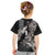 Hawaiian Turtle Love Couple Kid T Shirt - Sweet Hibiscus and Kakau Pattern Grayscale Color