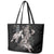 Hawaiian Turtle Love Couple Leather Tote Bag - Sweet Hibiscus and Kakau Pattern Grayscale Color