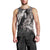 Hawaiian Turtle Love Couple Men Tank Top - Sweet Hibiscus and Kakau Pattern Grayscale Color