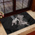 Hawaiian Turtle Love Couple Rubber Doormat - Sweet Hibiscus and Kakau Pattern Grayscale Color