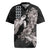 Hawaiian Turtle Love Couple Rugby Jersey - Sweet Hibiscus and Kakau Pattern Grayscale Color