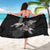 Hawaiian Turtle Love Couple Sarong - Sweet Hibiscus and Kakau Pattern Grayscale Color