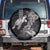 Hawaiian Turtle Love Couple Spare Tire Cover - Sweet Hibiscus and Kakau Pattern Grayscale Color